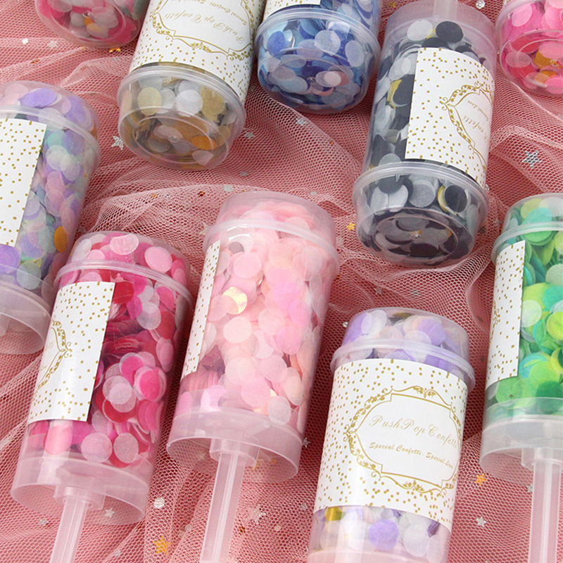 1Pcs Confetti Push Poppers Wedding Bridal Shower Mixed Push Pop Paper Confetti Baby Shower Unicorn Birthday Party Decorations