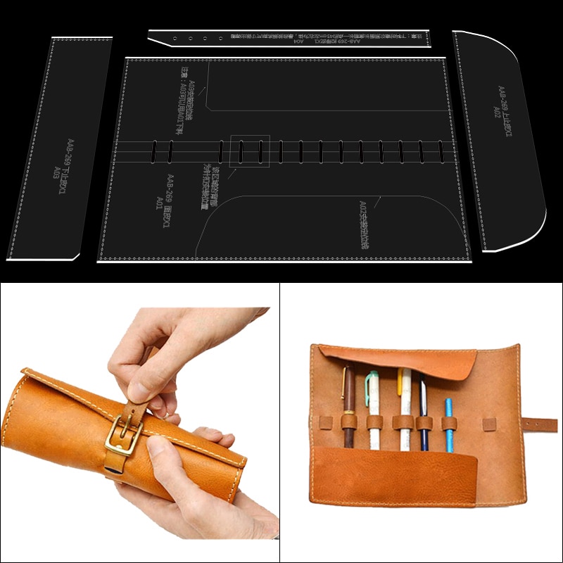 DIY Leather Pencil Case Acrylic Pattern Sewing Cutting Transparent Acrylic Template DIY Leather Tool Storage Bag Sewing Stencil