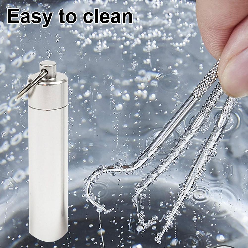 Portable Stainless Steel Toothpick Set Metal Flossing Tools With Portable Toothpick Holder Outdoor Household Travel Seal Storage