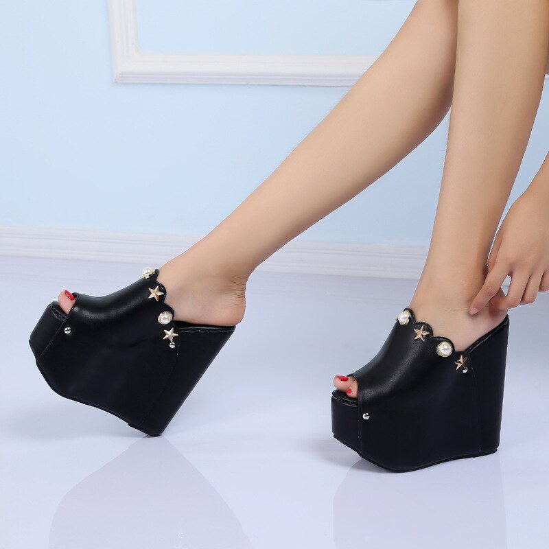 Ltarta sandálias femininas de salto muito alto, chinelos com salto alto para mulheres, 16cm