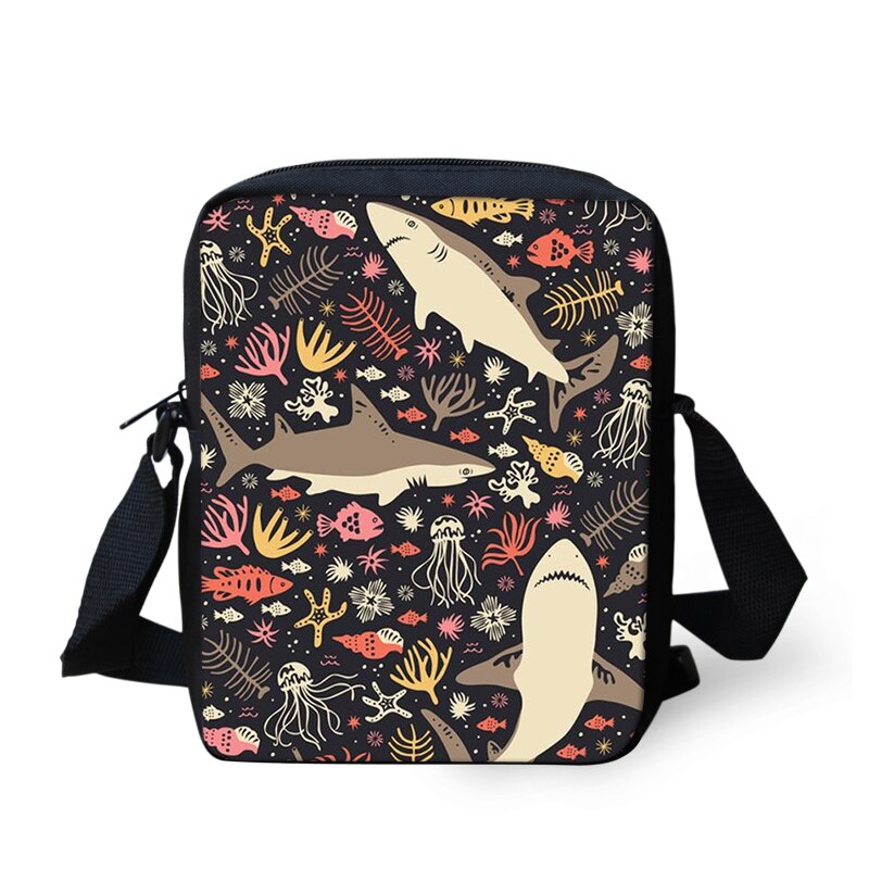Thikin tubarão criança ombro escola quadrado saco do mensageiro animal crianças crossbody schoolbag para meninas sacos de livro infantil