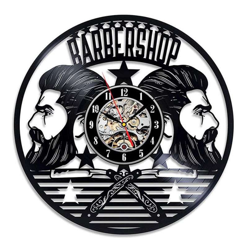 Barbershop Vinyl Record Wandklok Modern Kapper Kapper Klokken Opknoping Muur Horloge voor Kapper Kapsalon: 5
