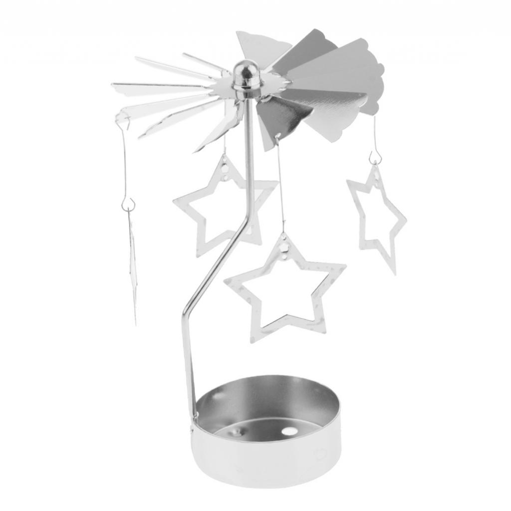 1x Thee Licht Kaars Houder Zilver Roterende Stijl Kandelaar Xmas Decor: Star
