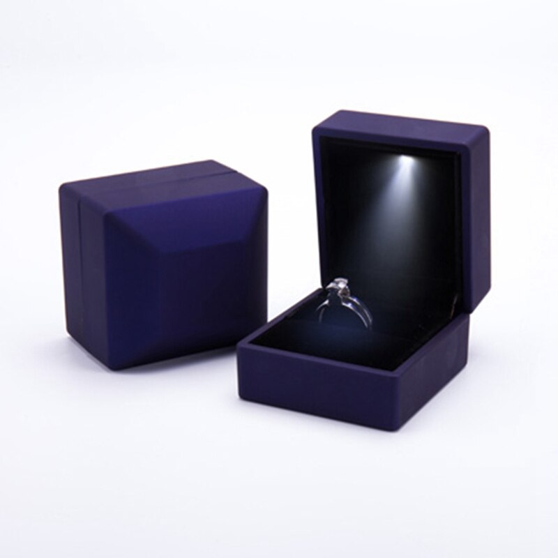 Luz LED Pequeño anillo collar DisplayTravel joyas Cajas de para boda compromiso San Valentín Navidad