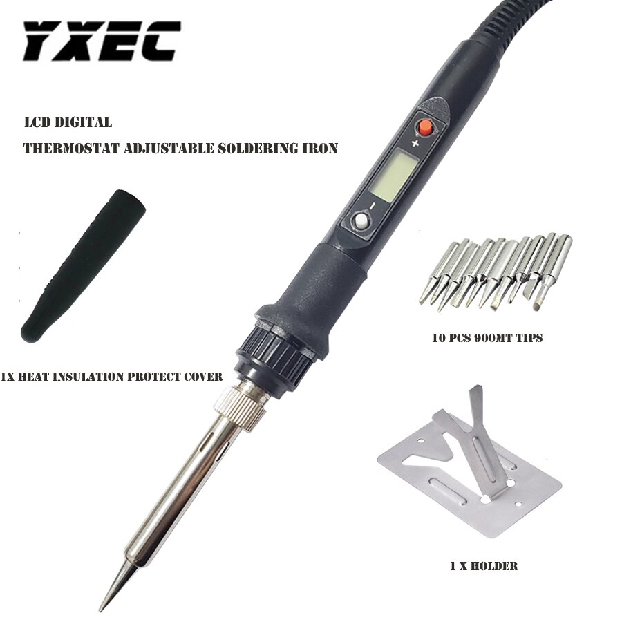 Aankomen 936H 80W 220V Lcd Digitale Thermostaat Verstelbare Loodvrij Elektrische Soldeerbout Mini Soldeerstation eu Plug: 936H Black with tool