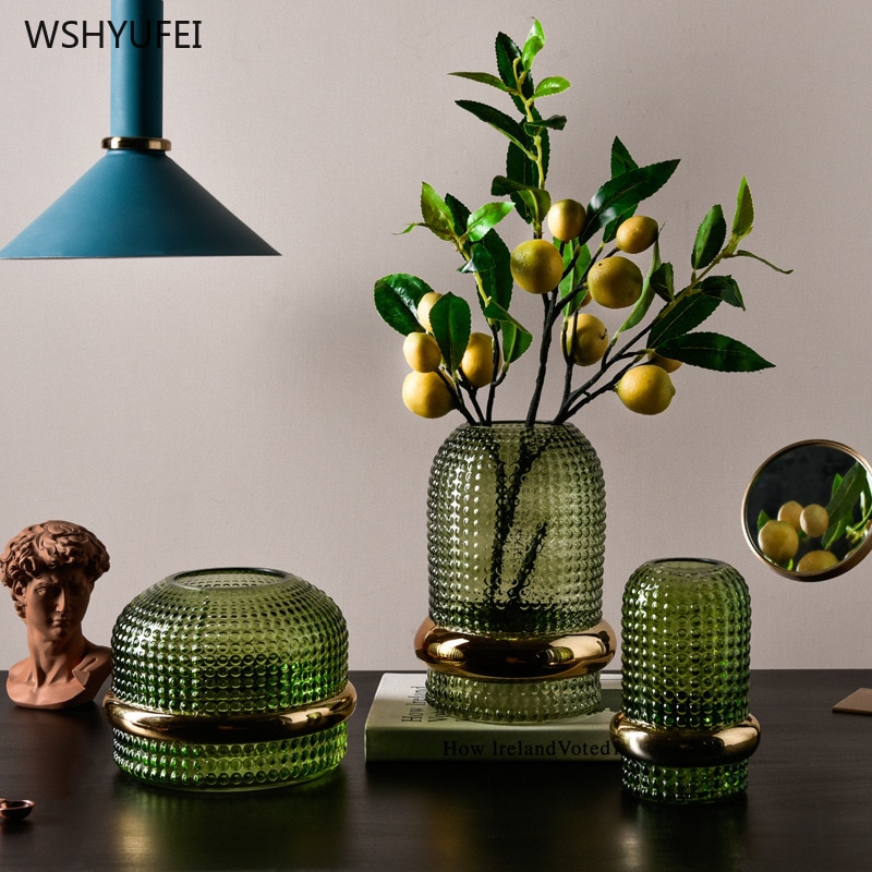 Nordisk grøn phnom penh retro turkis glasvase hjem stue blød dekoration nordisk blomsterarrangement vase dekoration