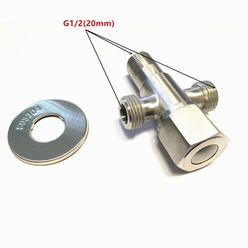 304 stainless steel brush finish 1/2" bathroom filling valve 3-way toilet bidets shattaf diverter angle valve