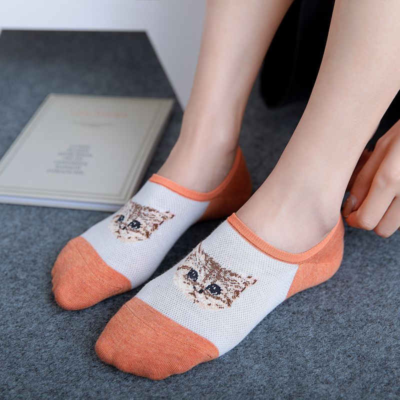 Ankelstrømper kvinders sjove dyr søde print no show sokker kvinder unisex skridsikre sokker sox tegneserie kat til kvinder