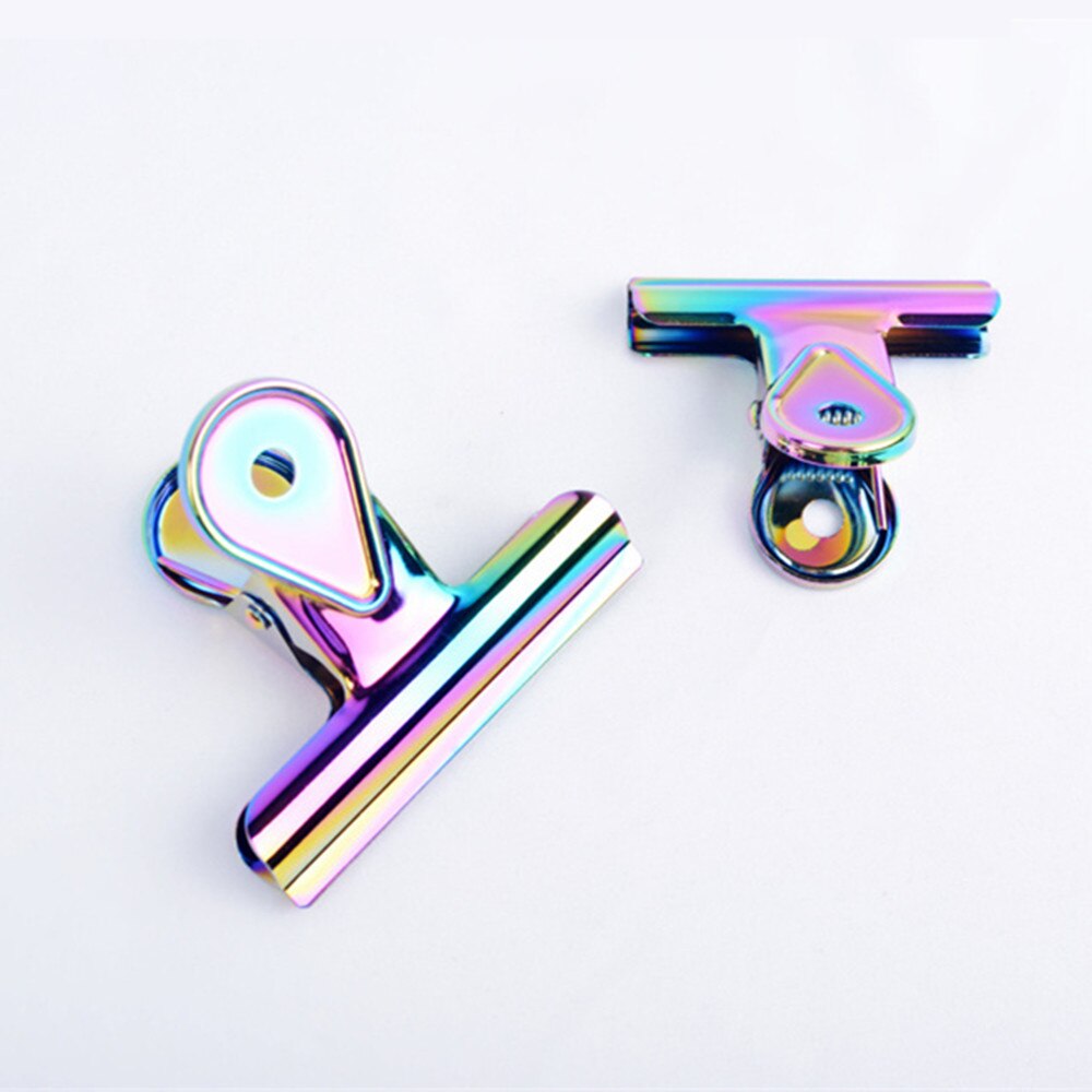 Rainbow Bulldog Clips Colorful Office Finishing Clip Stainless Steel Metal Receipt Folder Paper Document Binder Clips Raindrop