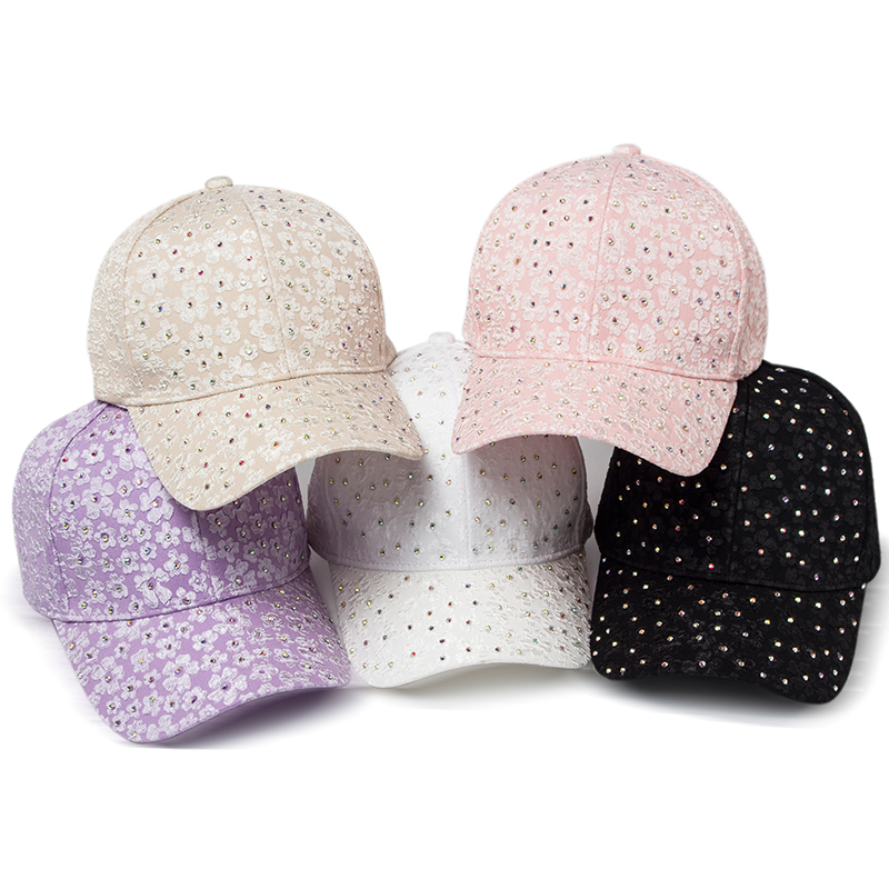 Cntang sommardam basebollkeps med strass och blombroderi, hattar med snapback-motiv, hiphop-keps med  y2k kepsar