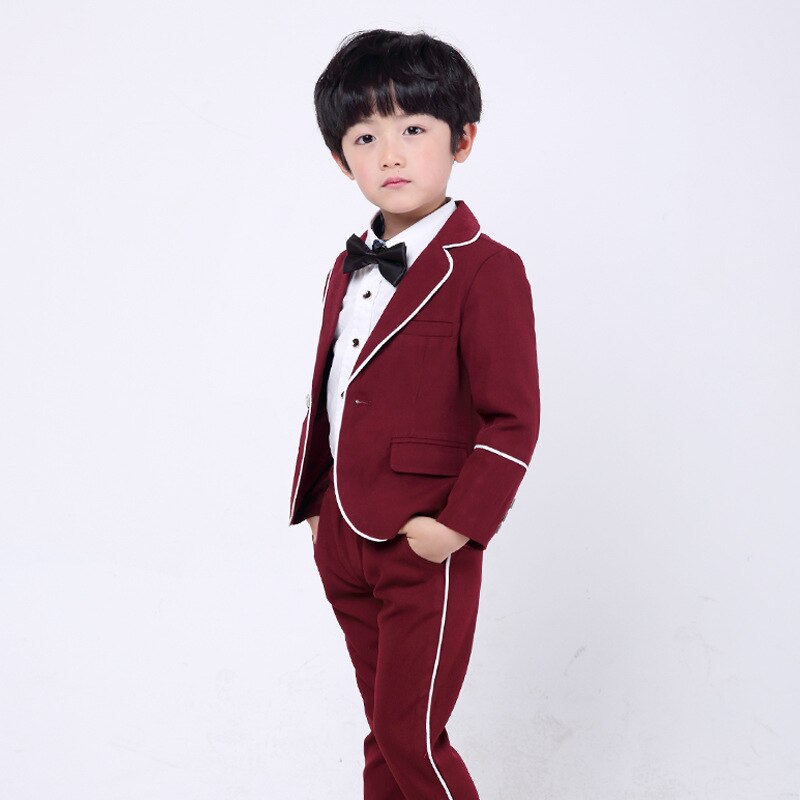 Skole drenge jakkesæt til bryllup gallafest 2t-12y børn slim fit jakkesæt sæt drenge formelle blazer bukser 2 stk butterfly kostume  f135