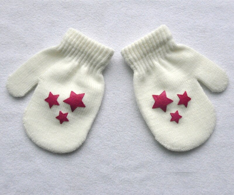 Inverno bebê tricô luvas quentes crianças menino menina ponto estrela coração padrão luvas crianças meninos meninas macio tricô quente novo: W1