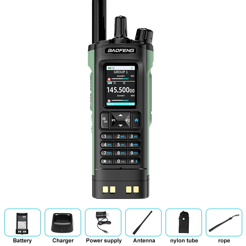 Neues BAOFENG UV-32 Walkie Talkie GPS 10W Bluetooth APP Programmierung Multi Band Wireless Kopierfrequenz Typ-C UV32 Ham 2-Wege-Radio: Camo / EURO