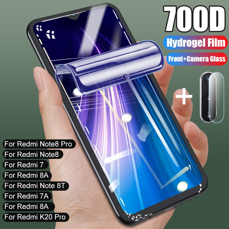 2 in1camera pantalla cristal protector para Xiaomi Redmi Note 8 7 6 Pro 8T 7A 8A de templado de vidrio de Redmi 7 7A 8 6 K20 Pro hidrogel de película