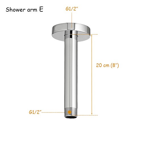 Wall Mounted &amp;amp; Ceiling Mounted Shower Arm Stainless Steel Material Chromed Bathroom Shower Accessories 7 Choice: E200