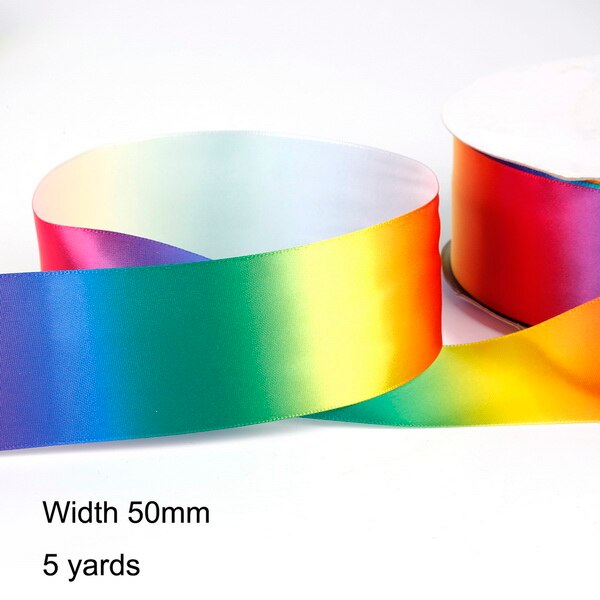 5Yard/Lot 6 10 12 15 20 25 30 40 50Mm Regenboog Kleur Satijn Lint Tape Voor bruiloft Decoratie Wrap Kerst Lint: 50mm