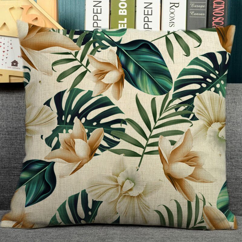 18 "Tropische Bladeren Gezellige Bank Kussen Thuis Decoratieve Kussen Met Tropische Palm Monstera Bladeren Print Voor Zomer Groen Decor