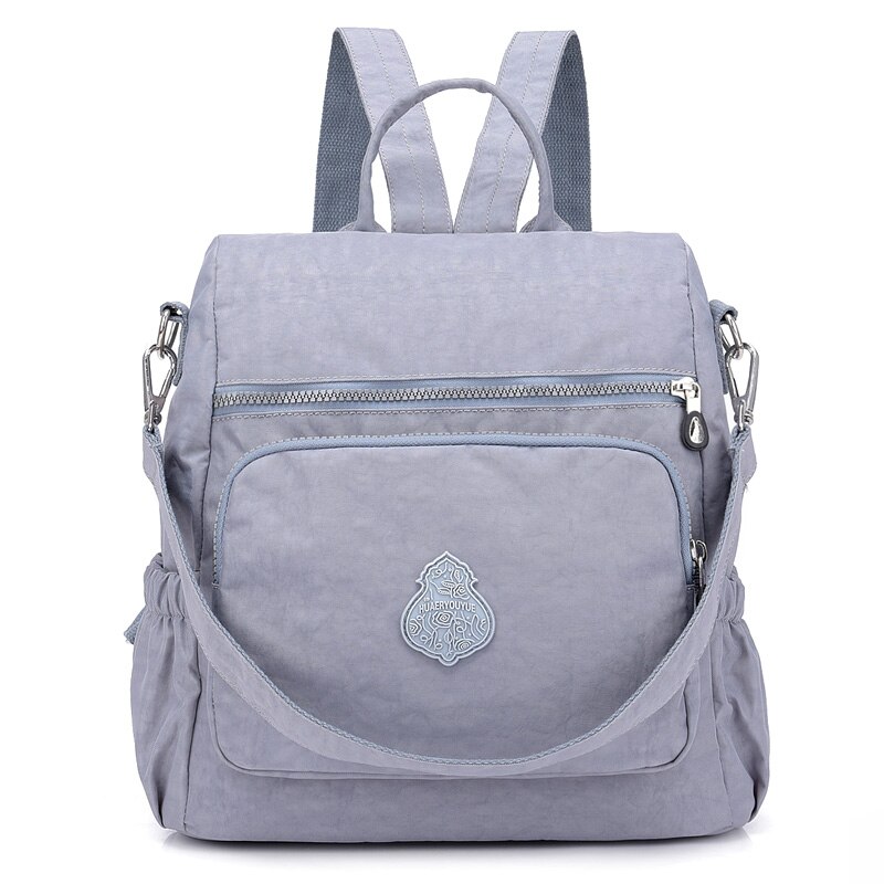 Preppy Style Women Backpack Waterproof Nylon School Bag Lady Women's Rucksack Female Casual Travel Shoulder Bag Mochila Feminina: sliver grey