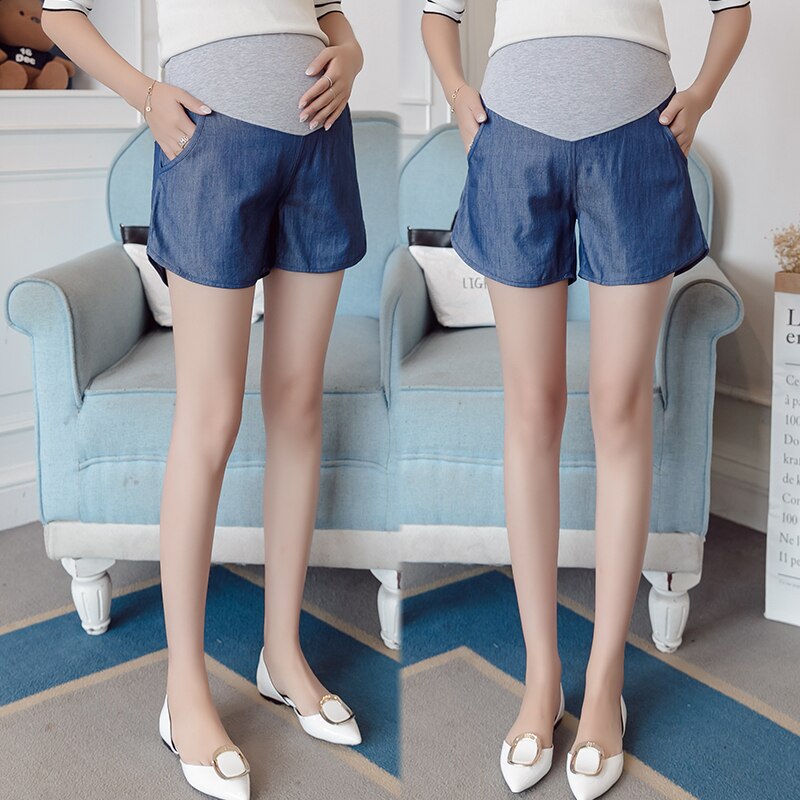 Summer Adjustable Waist Pregnant Women Short Pants Maternity Abdomen Denim Shorts Irregular Pregnancy Short Jeans