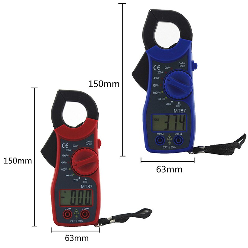 Digital klemme multimeter ampere klemme meter test strøm klemme ac / dc strøm spænding transitor tester effektmåler