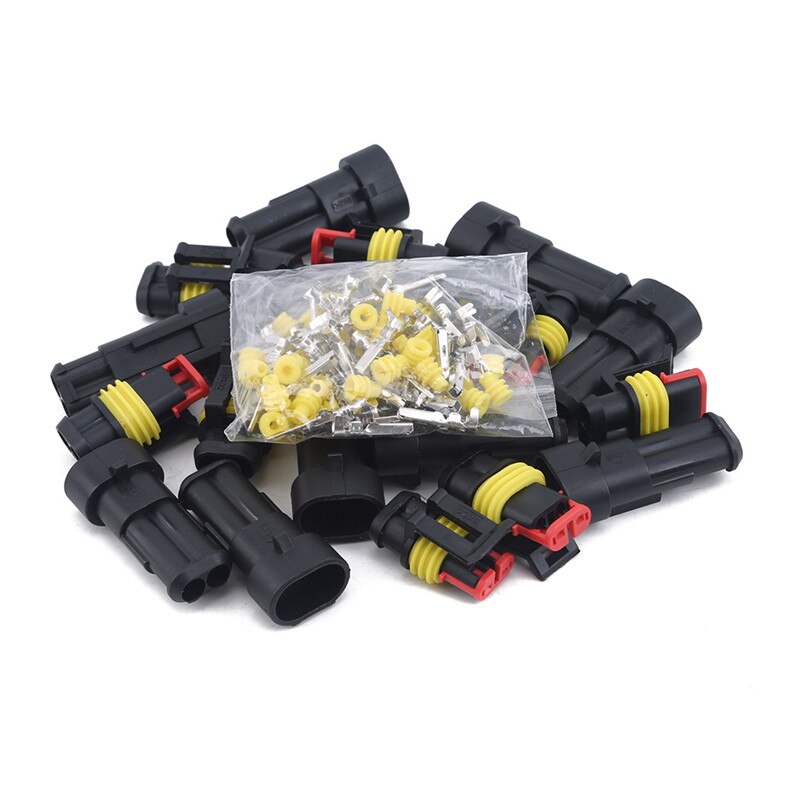 10 Sets Full Waterproof Car Connector 1P, 2P, 3P, 4P Bit Core Connector Terminal Connector Auto Replacement Parts