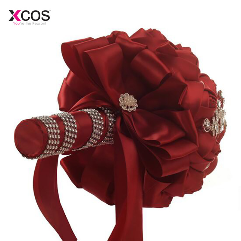 Bourgondië Bruiloft Bloemen Bruidsboeketten Sparkle Crystal Kralen Parels Luxe Bruid Boeket