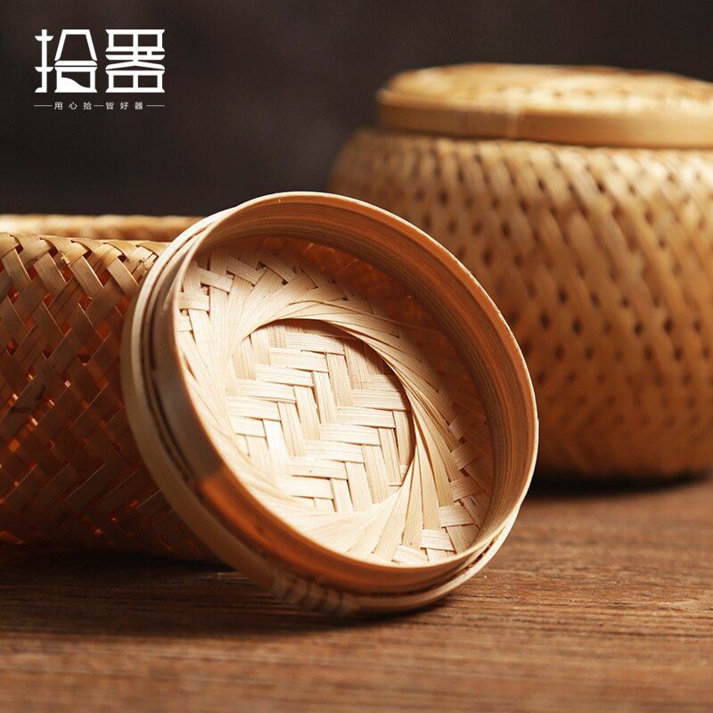 Bambu kung fu teburk behållare bambu caddies för puer matcha grönt te blomma te keramik burk förvaring kistor teask