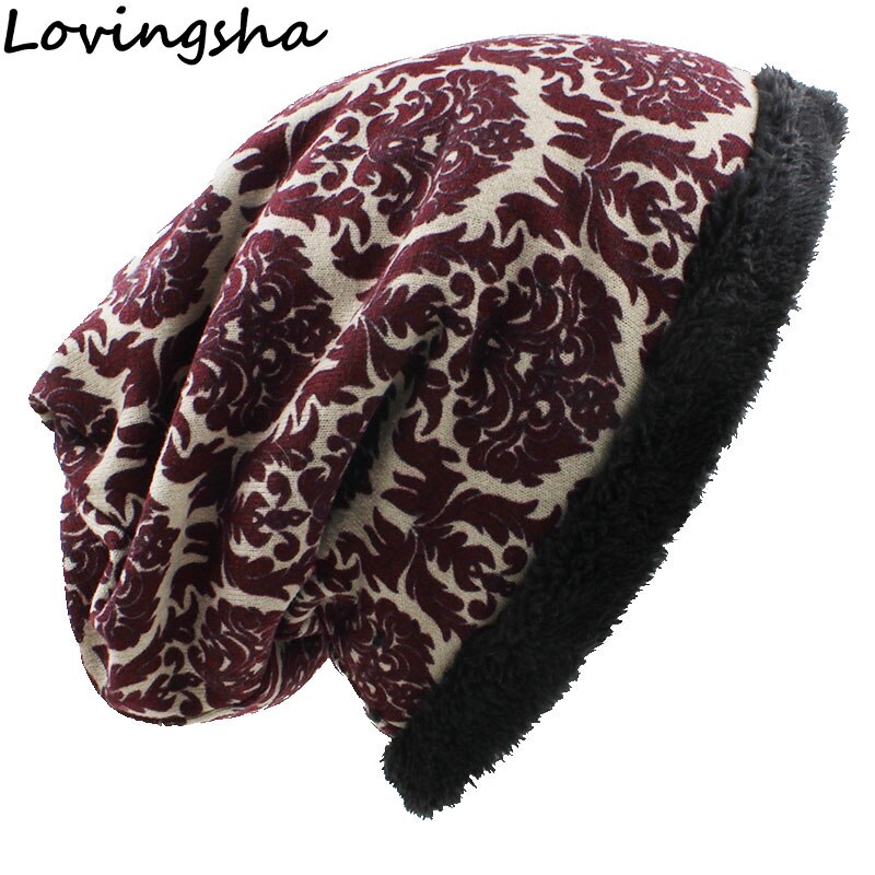 LOVINGSHA Warm Ladies Skullies Beanies Brand Autumn Winter Vintage Multifunction Hats For Women Girl Scarf HT059