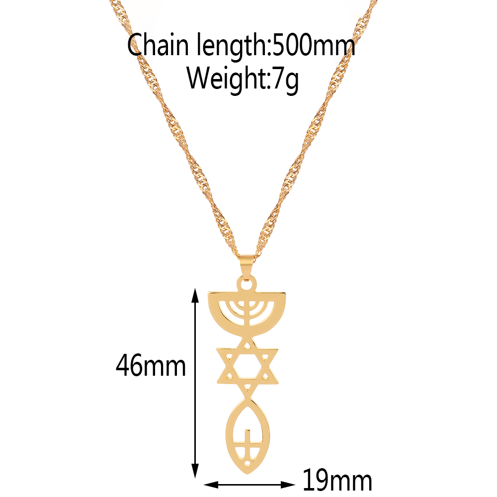 Trendy Messianic Ketting Heilige Land Menorah Hexagram Hanger Ketting Israël Hanukiah Chanukkiyah Sieraden Mannen Vrouwen Party