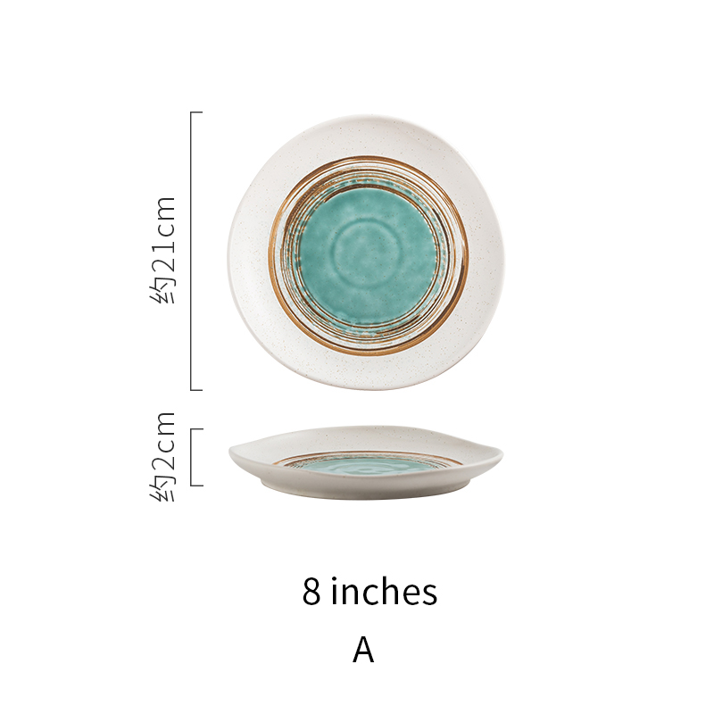 RHE Irregular edges Ceramic plate set Restaurant kitchen home dinner Steak Salad Dim Sum Plate Party porcelain plate: A-8 inches