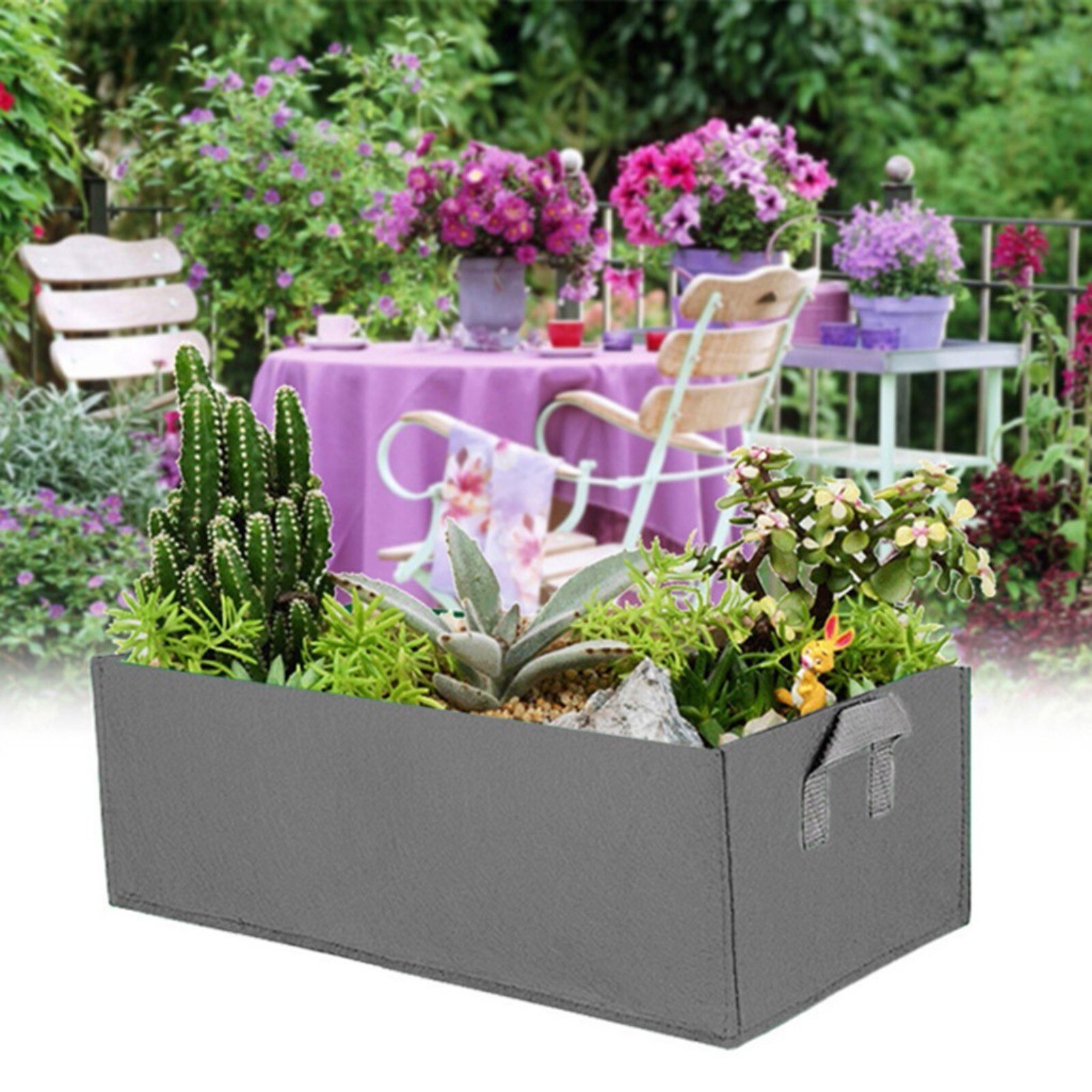 Zwarte Stof Plant Grow Bag Tuin Vierkante Tuingereedschap Bloem Groente Planten Planter Pot Handvatten Voor Hydrocultuur: E