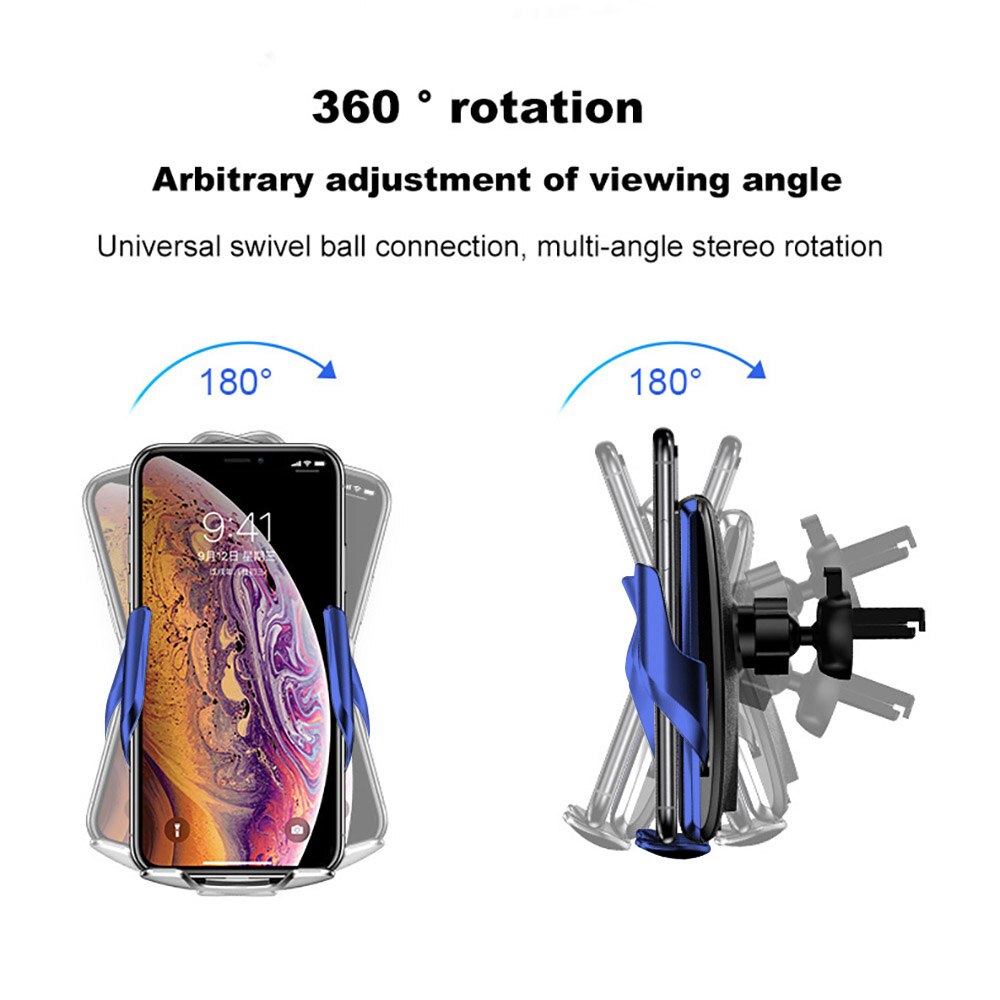 Automatische Spannen 15W Snelle Qi Auto Draadloze Oplader Voor Iphone 12 11 Xs Xr X 8 Samsung S21 S20 s10 Air Vent Mount Phone Houder