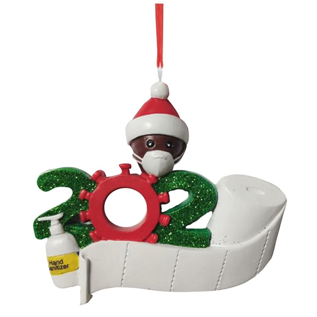 Diy Name Greetings Mask Snowman Christmas Tree Hanging Pendant Christmas Ornament Decorations: 1PC black