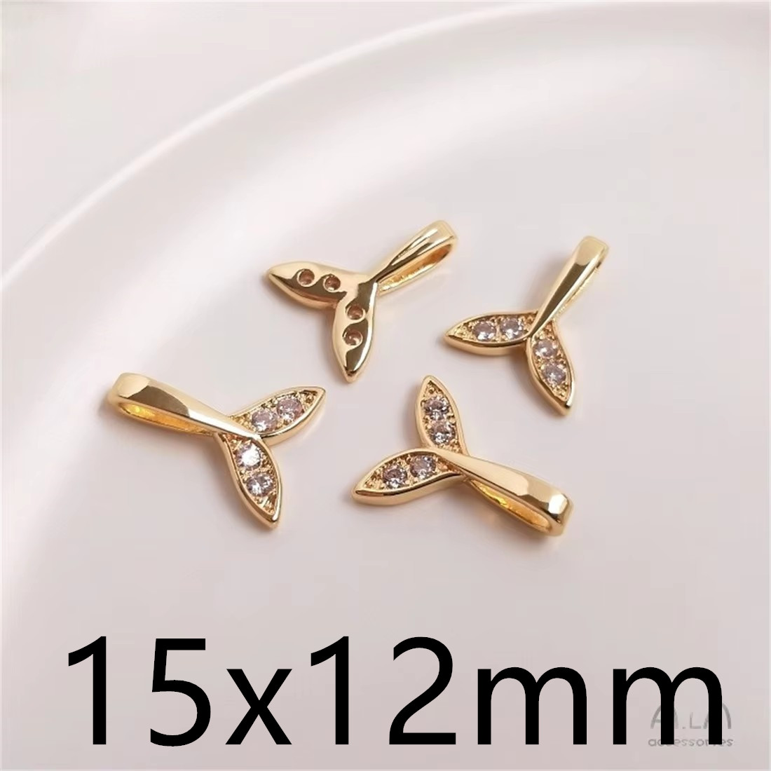 14K Vergulde Walvis Zeemeermin Staart Hanger Diy Hand Armband Sleutelbeen Ketting Oorbellen Hanger Accessoires: Antique Gold Plated