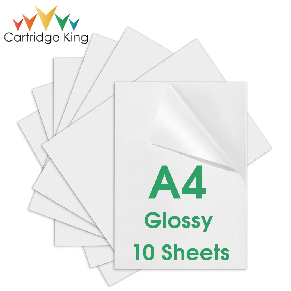 10 Sheets Shiny Silver Self-adhesive Printable Vinyl Sticker Paper A4 Printer Paper Waterproof Label Stickers for Inkjet Printer: Glossy