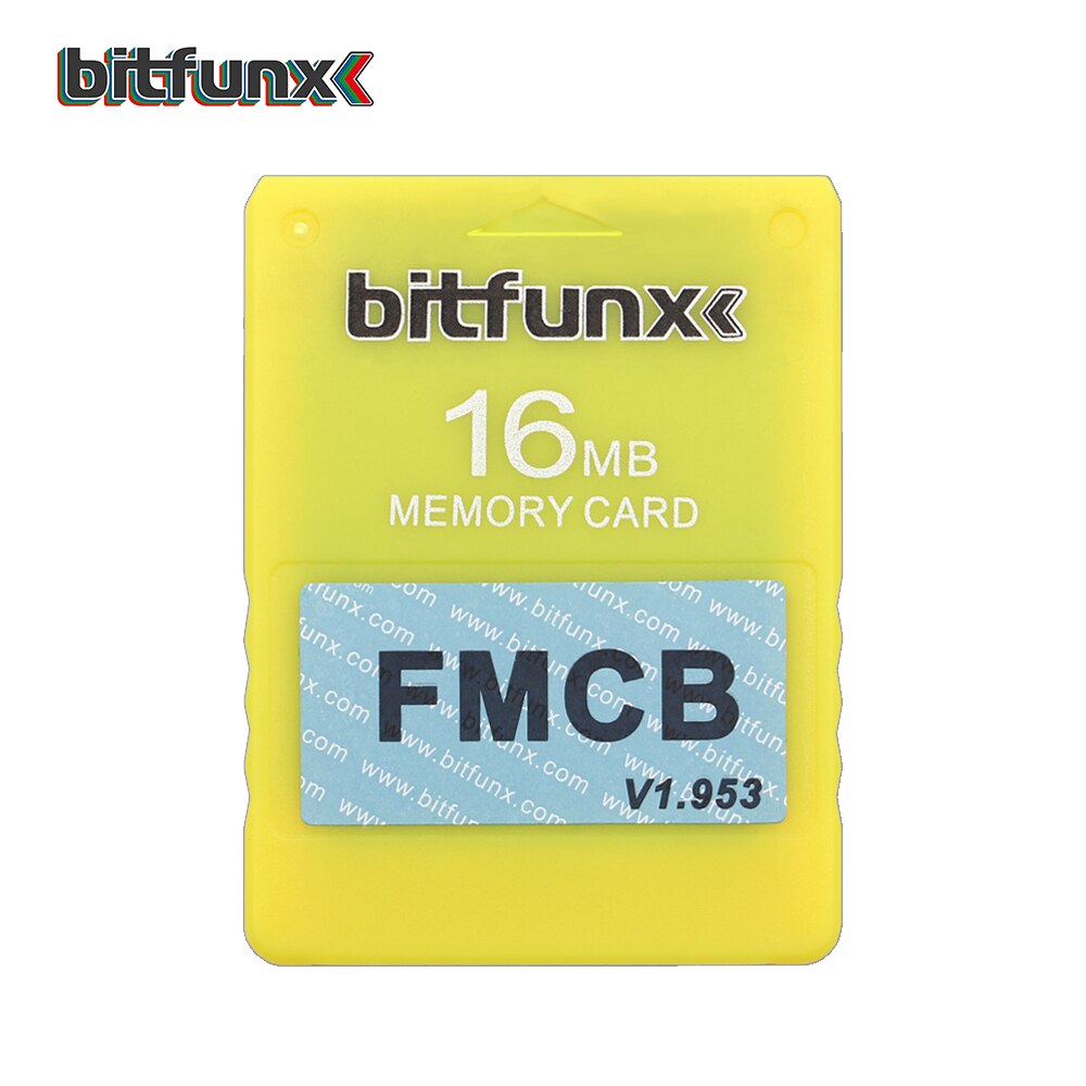 Bitfunx Video Spiel Speicher Karte FMCB Farben für Sony PLAYSTATION 2 PS2 Memoria Karte 16MB Mod Opl HD Bunte: Gelb-16MB