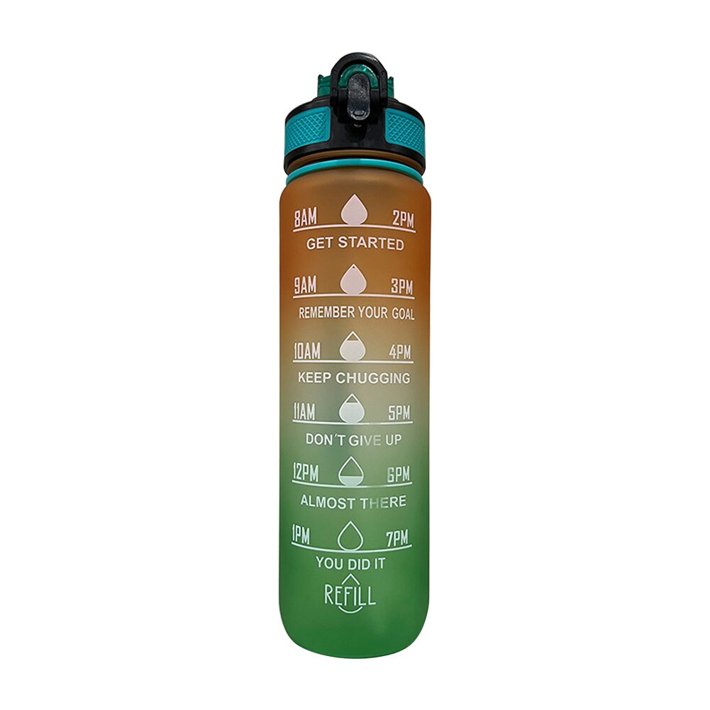 1L Große Kapazität Wasser Flasche Stroh Tasse Kunststoff Wasser Tasse Zeit Skala Matt Outdoor Sport Student Paar Tasse Wasser Flaschen: 05