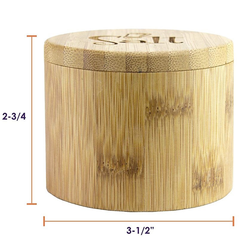 -Salt Box,Bamboo Salt Bamboo Storage Box With Magnetic Swivel Lid, Salt Engraved On Lid Storage Box