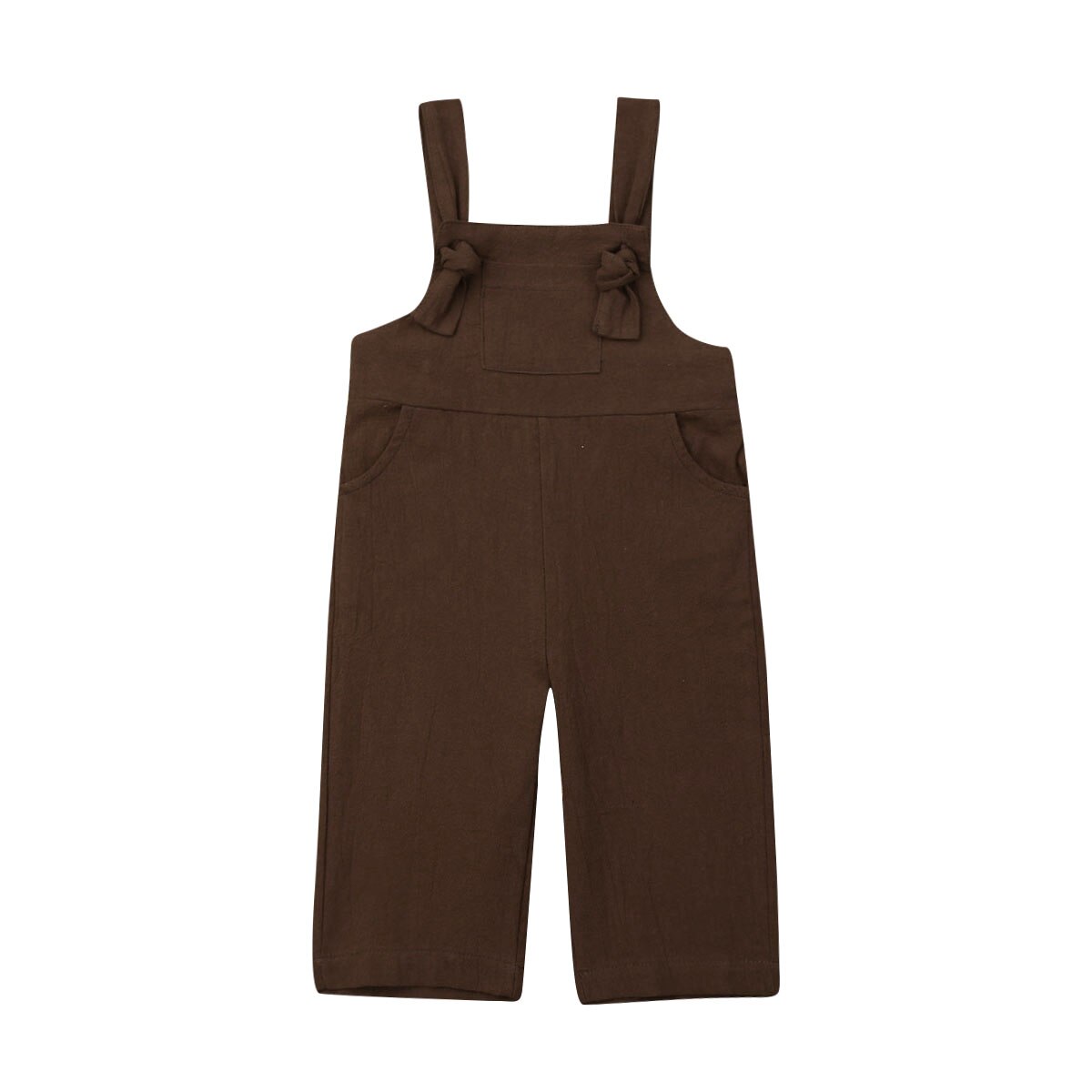 Pudcoco Baby Mädchen Kleidung Baumwolle Leinen Gesamt Lätzchen Lange Hosen Kleinkind freundlicher Sommer Overall Outfits 1-6Y: Braun / 6T