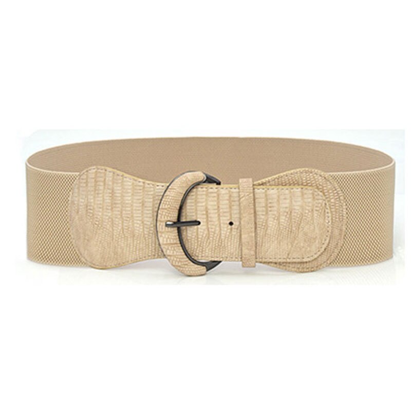 Mode Brede Elastische Riem Vrouwen Casual Faux Leather Brede Taille Riemen Voor Vrouwen Verstelbare Slanke Jurk Decoratieve Corset Riem: Abrikoos