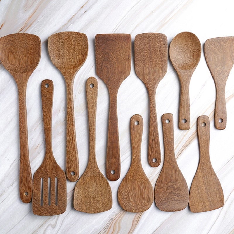 Duurzaam Eco-vriendelijke Houten Spatel Hittebestendige Non-stick Natuurlijke Houten Koken Lepel Rijst Scoop Keuken Kookgerei