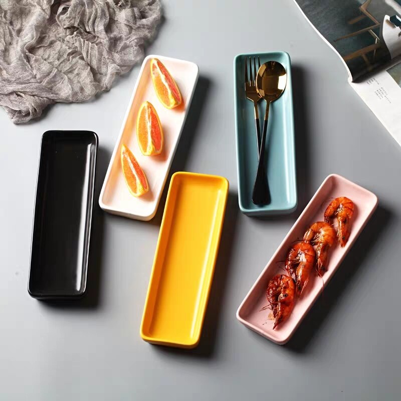 Ceramic Storage Tray Rectangle Fruit Salad Dessert Plate Dinnerware Nordic Snack Storage Tray Kitchenware Organization Container