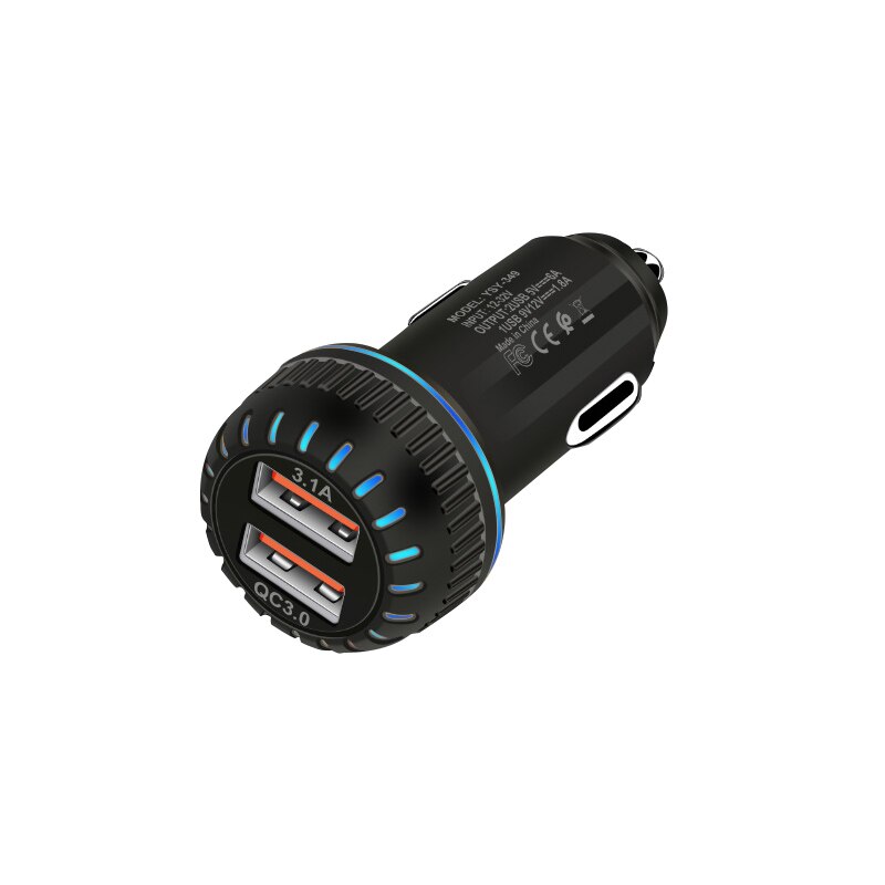 Slot per accendisigari per Auto caricabatterie USB QC 3.0 presa per Splitter USB adattatore per ricarica per Auto sedile posteriore telefono cellulare accessori per Auto: 2 USB Charger