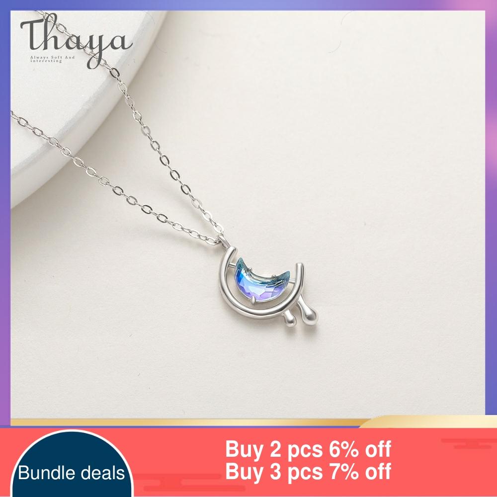 Thaya S925 Zilver Water In De Maan Ketting Blue Moon Bohemen Vrouwen Choker Ketting Voor Vrouwen Sieraden