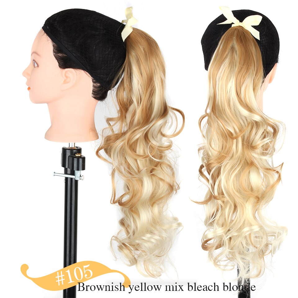 Xnaira-Cola de Caballo rizado largo, coleta sintética marrón claro, extensiones de cabello para cola de caballo, cinta de pelo de cola resistente al calor: 105
