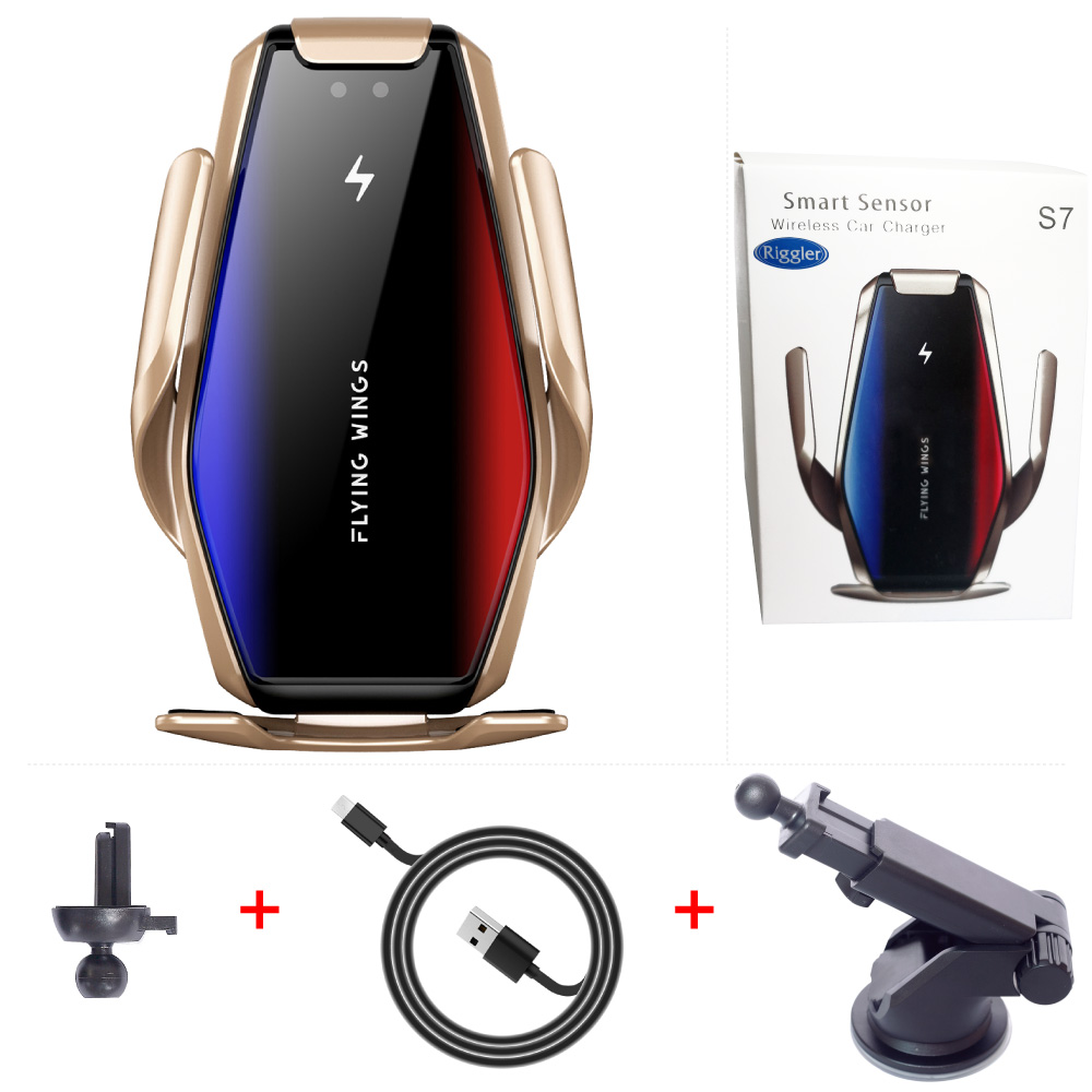 Super-Condensatore Per Auto 15W Caricatore Senza Fili Automatico di Carica Rapida di Montaggio per Il Iphone XS XR X Samsung S10 +/ 10 S9/8 Note9: Gold holder