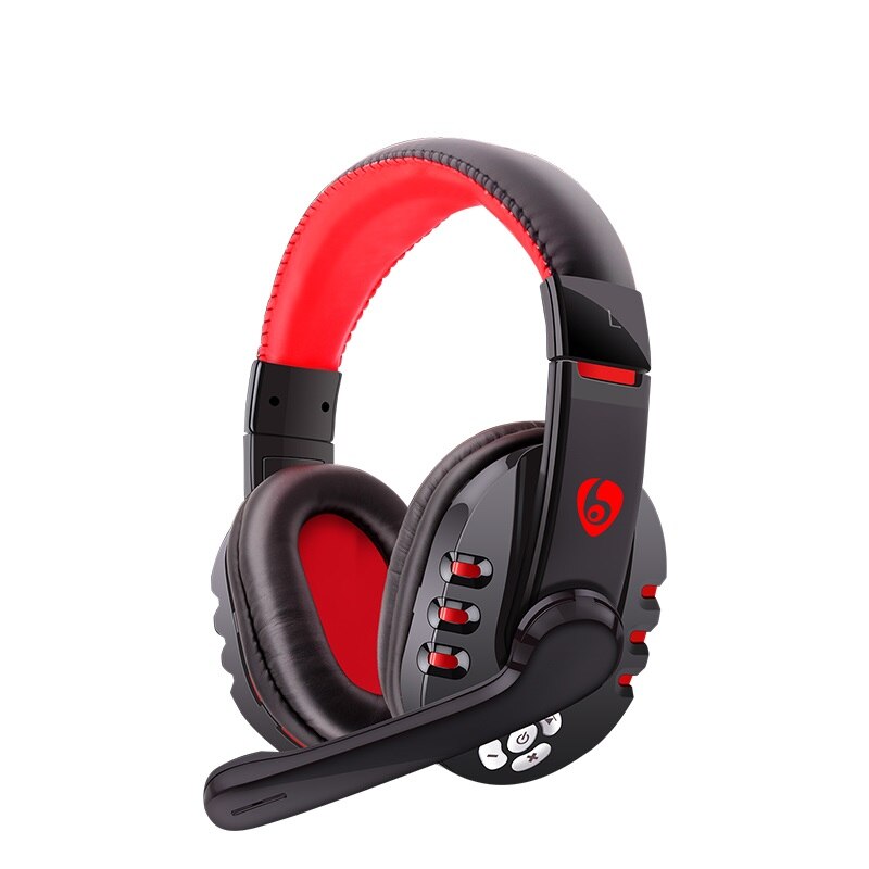 V8-1 Wireless Headphones Bluetooth Headset Foldable Stereo Gaming Earphones With Microphone Gaming Voice For PC Laptop Computer: Black Red No Box