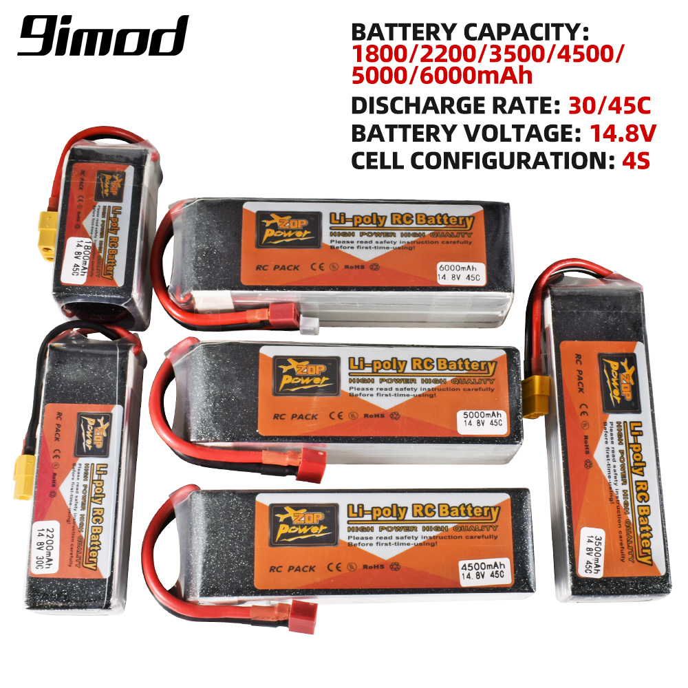4s stk. rc lipo-batteri 14.8v 1800 2200 mah 3500 mah 4500 mah 5000 mah 6000 mah 30c 45c med  xt60 t plugger til rc-bil og -båt