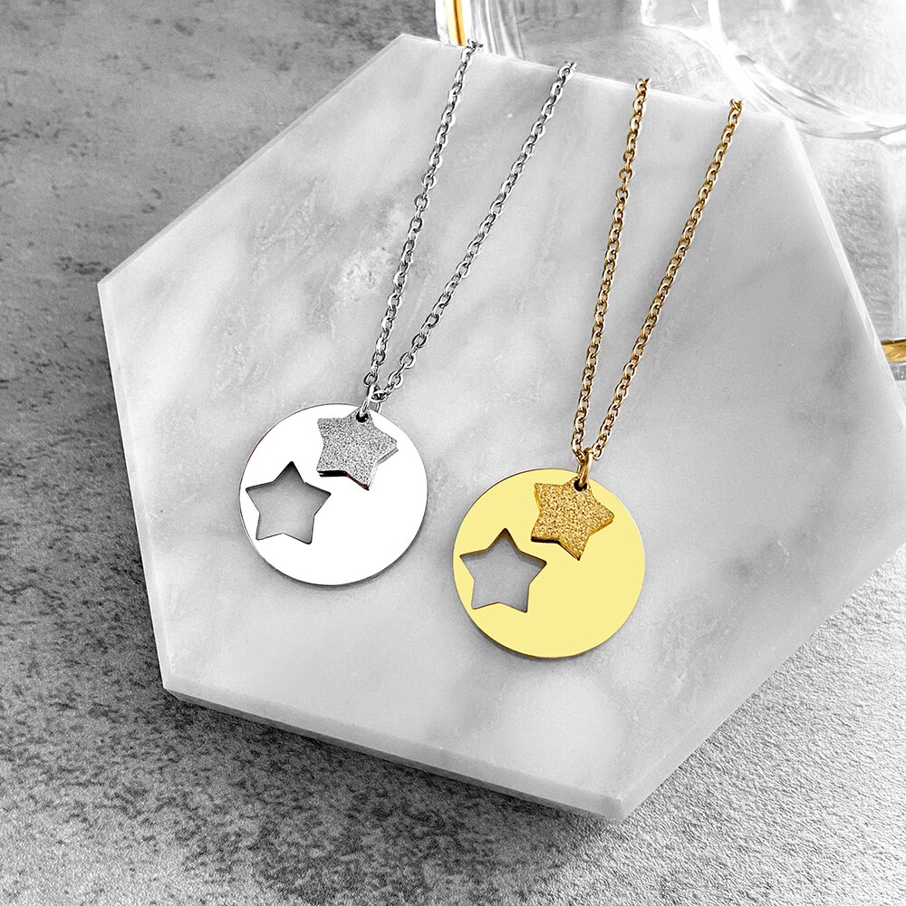 Collane in acciaio inossidabile stella glassata doppi accessori squisita collana a catena con ciondolo di moda per gioielli da donna i migliori regali