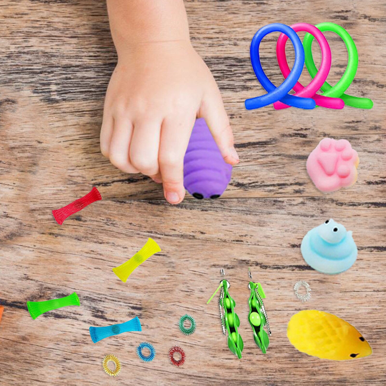 Kids Volwassenen Decompressie Speelgoed Set Zintuiglijke Fidget Speelgoed Set Noodle Touw Stress Relief Speelgoed Edc Stress Relief Hand Fidget Speelgoed
